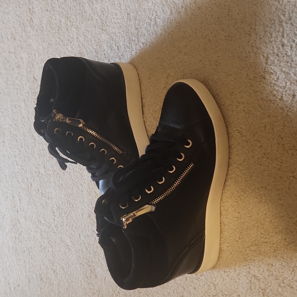 ALDO Black High-Top Women's Wedge Sneakers - Picture 2 of 5